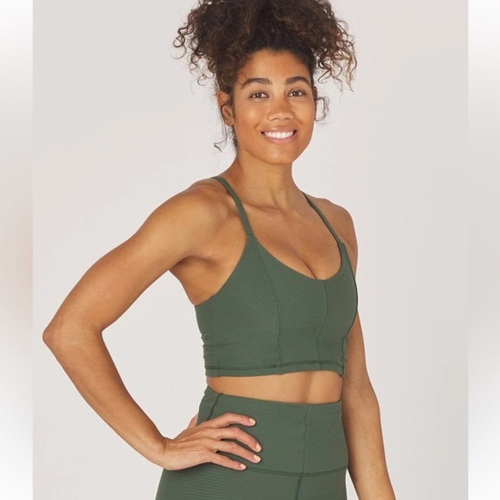 24 - NWT Glyder Olive Green Textured Charge Sports Bra